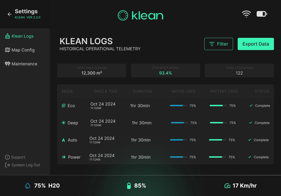 Log History Screen